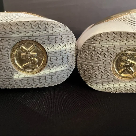 Michael Kors White and Gold Athletic Shoes - Picture 7 of 12